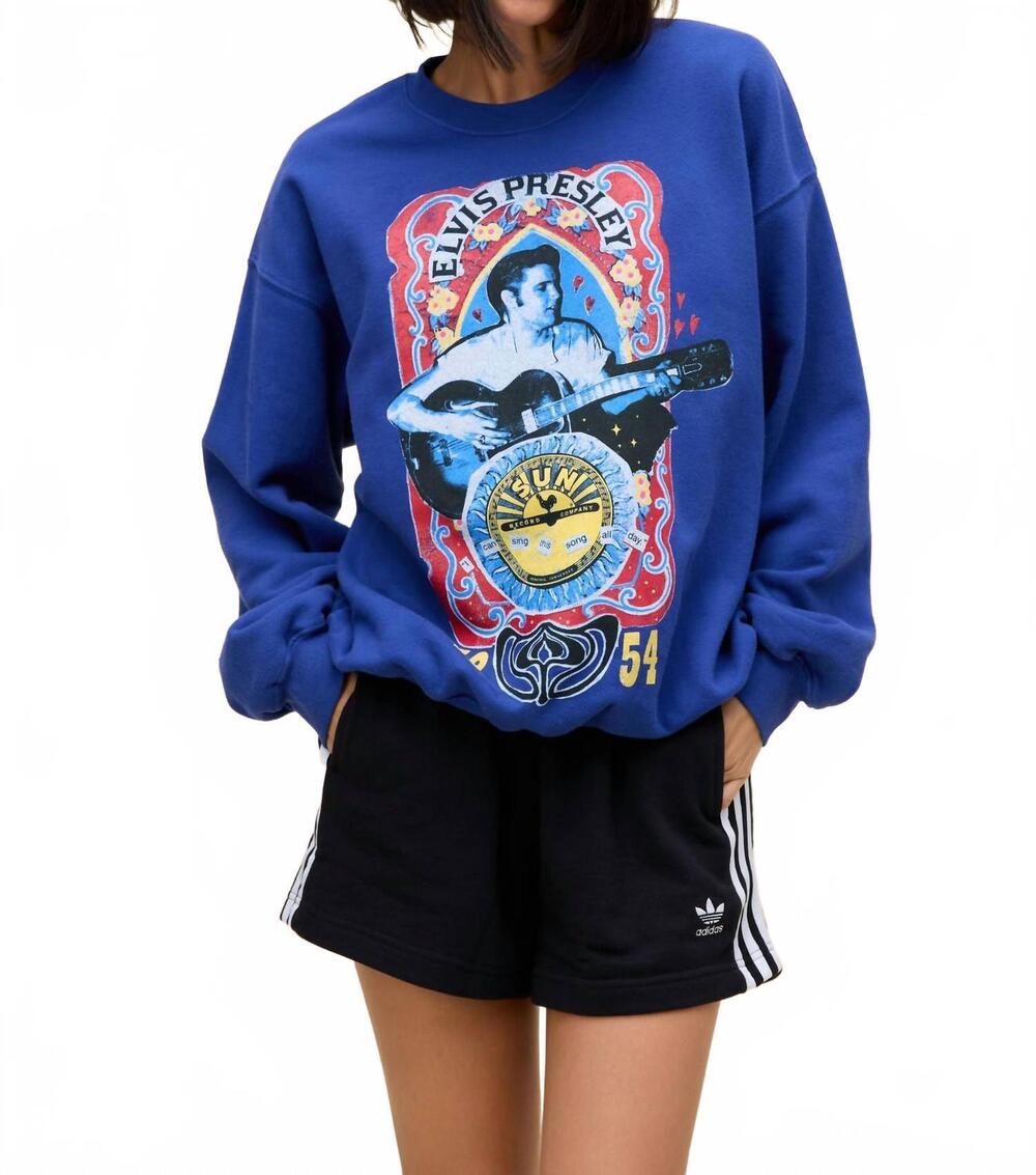 NEW DAYDREAMER sun records x elvis sing this song bf sweatshirt in blue